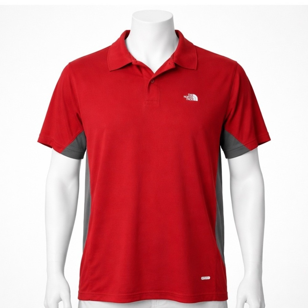North Face Red Vapor Wick Performance Polo Shirt Men's XXL Collared Short Sleeve